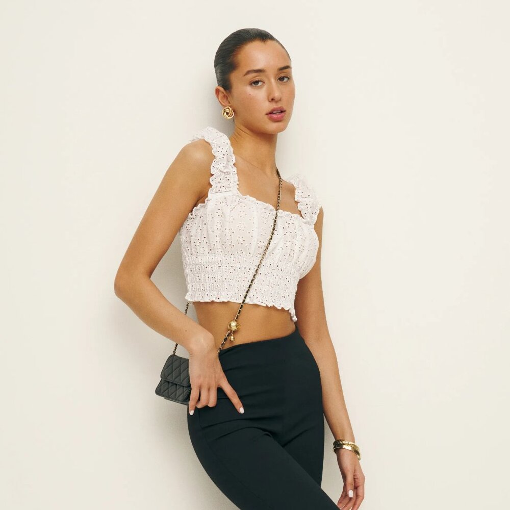 NEW Reformation Emberly Top in White Eyelet